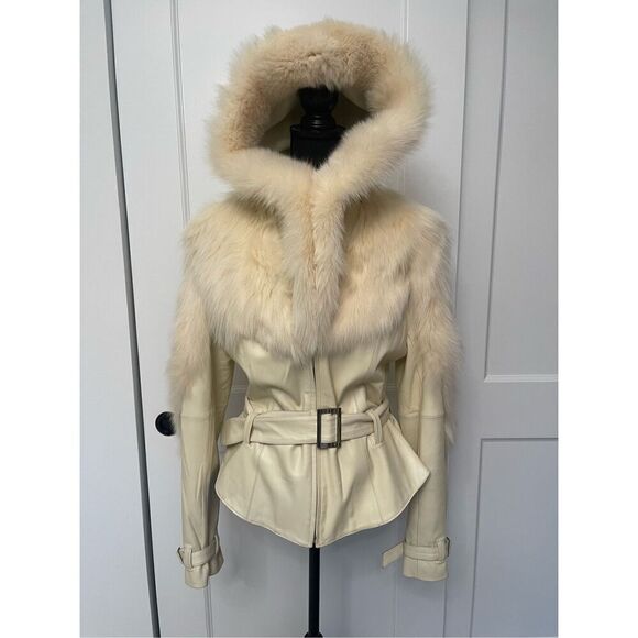 Leather Jacket with Fox Fur - Picture 3 of 10